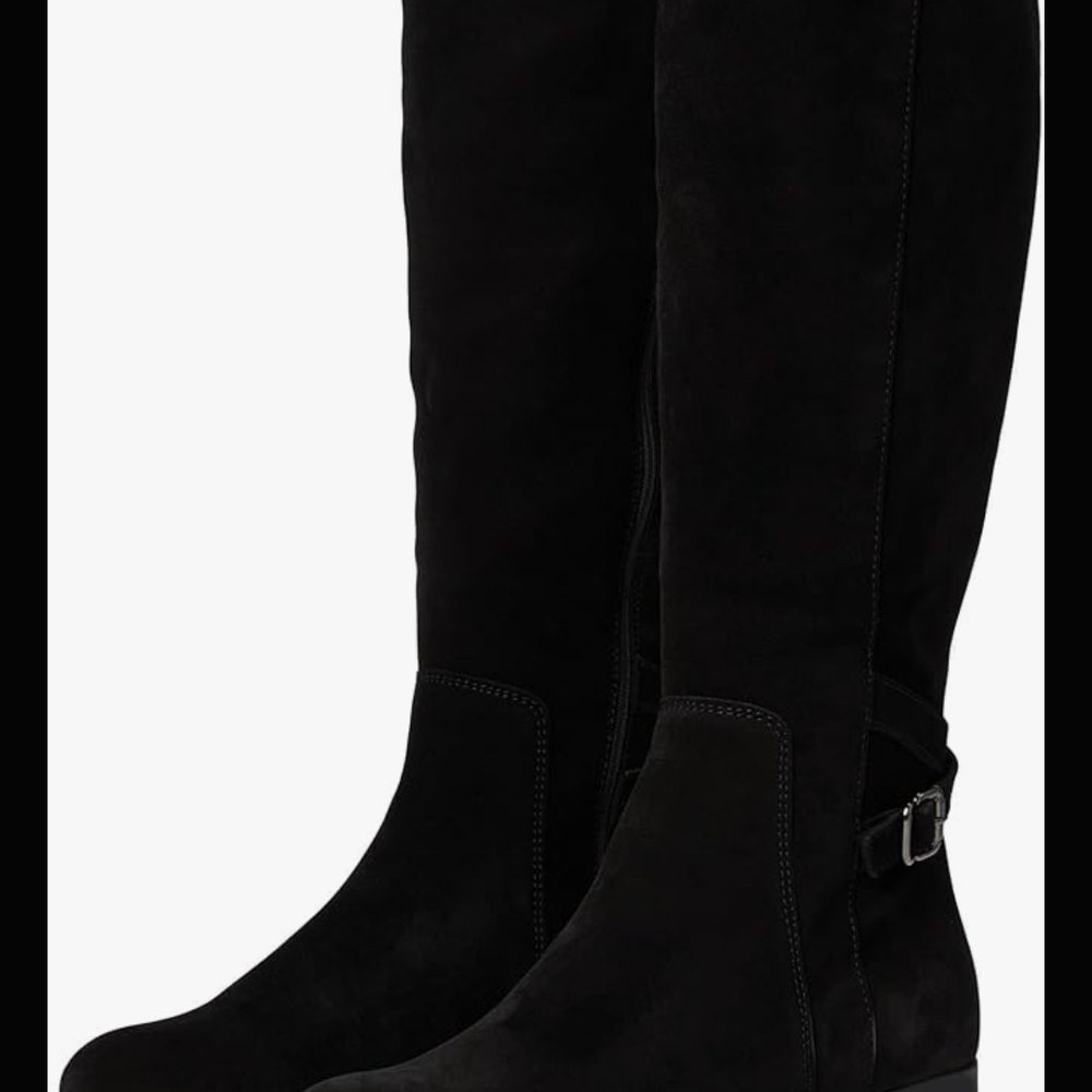 Women's Black Suede Knee-High Boots